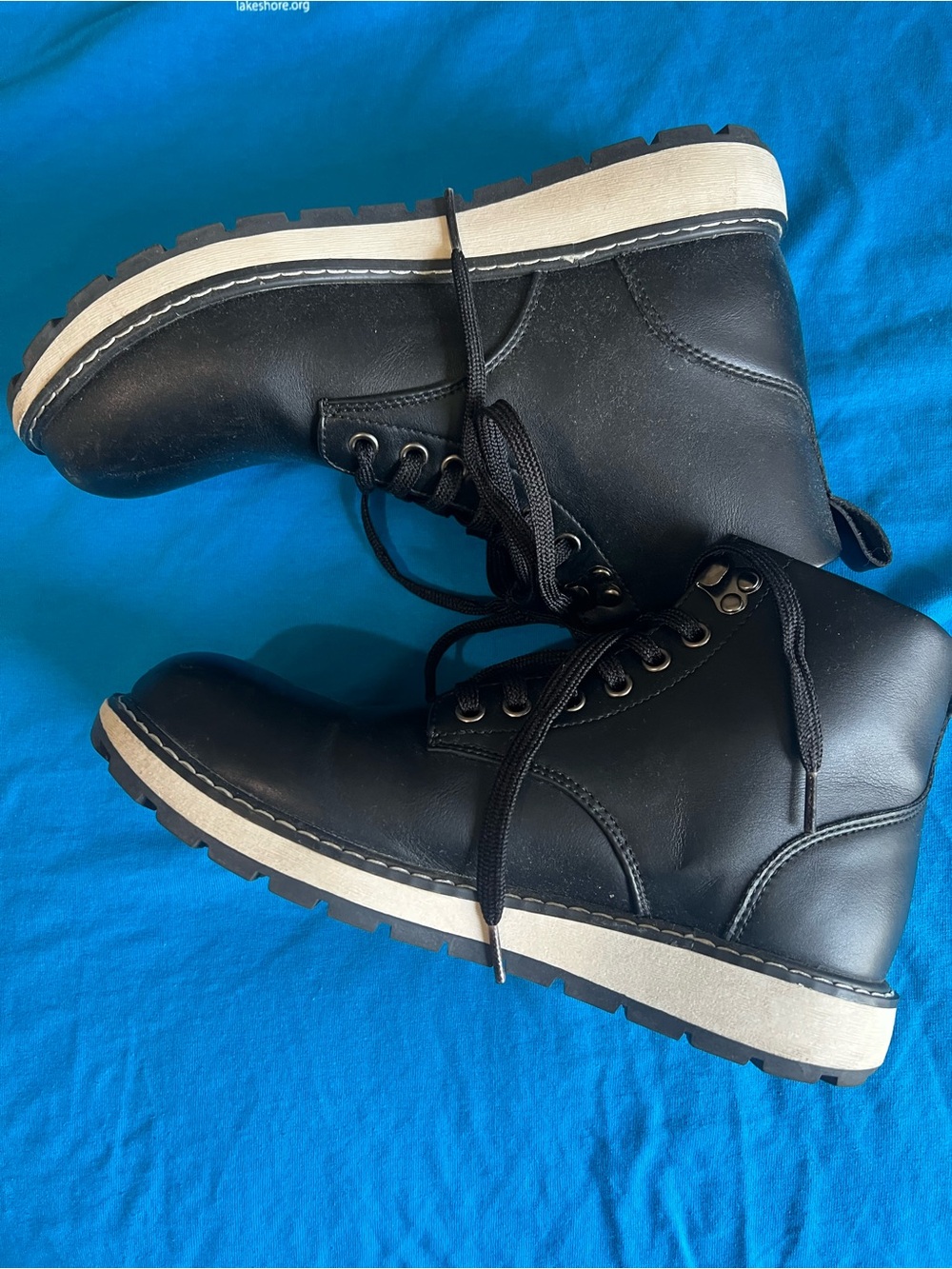 Goodfellow & Co Black and Cream Lace-Up Combat Boots